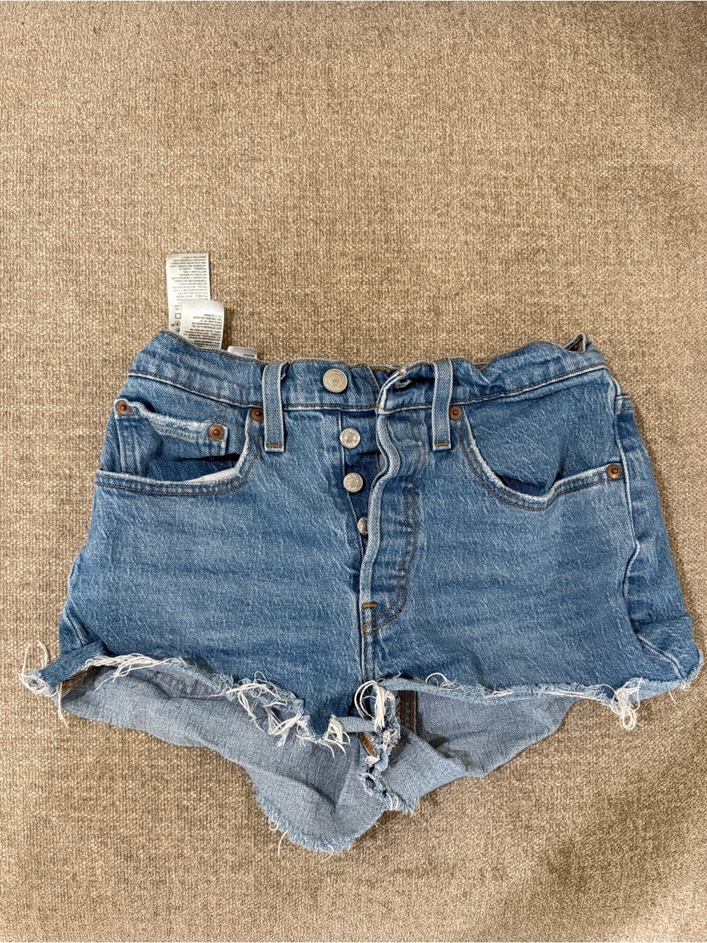Classic High-Waist Blue Denim Cut-Off Shorts